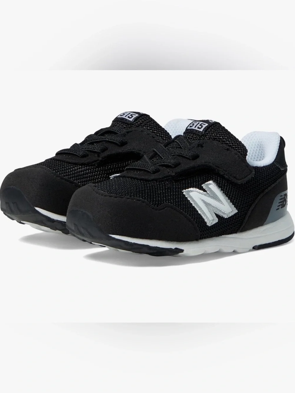 New Balance Kids Black and White 515 Hook-and-Loop Sneakers
